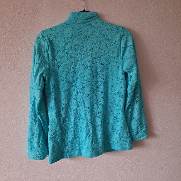 Denim & Company Blue Floral Sweatshirt - Picture 6 of 6